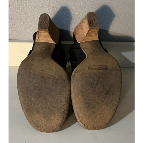 Paul Green Mindy Block Heel Bootie Peep Toe Sandals Black Suede Leather Size 6.5 - Picture 6 of 6